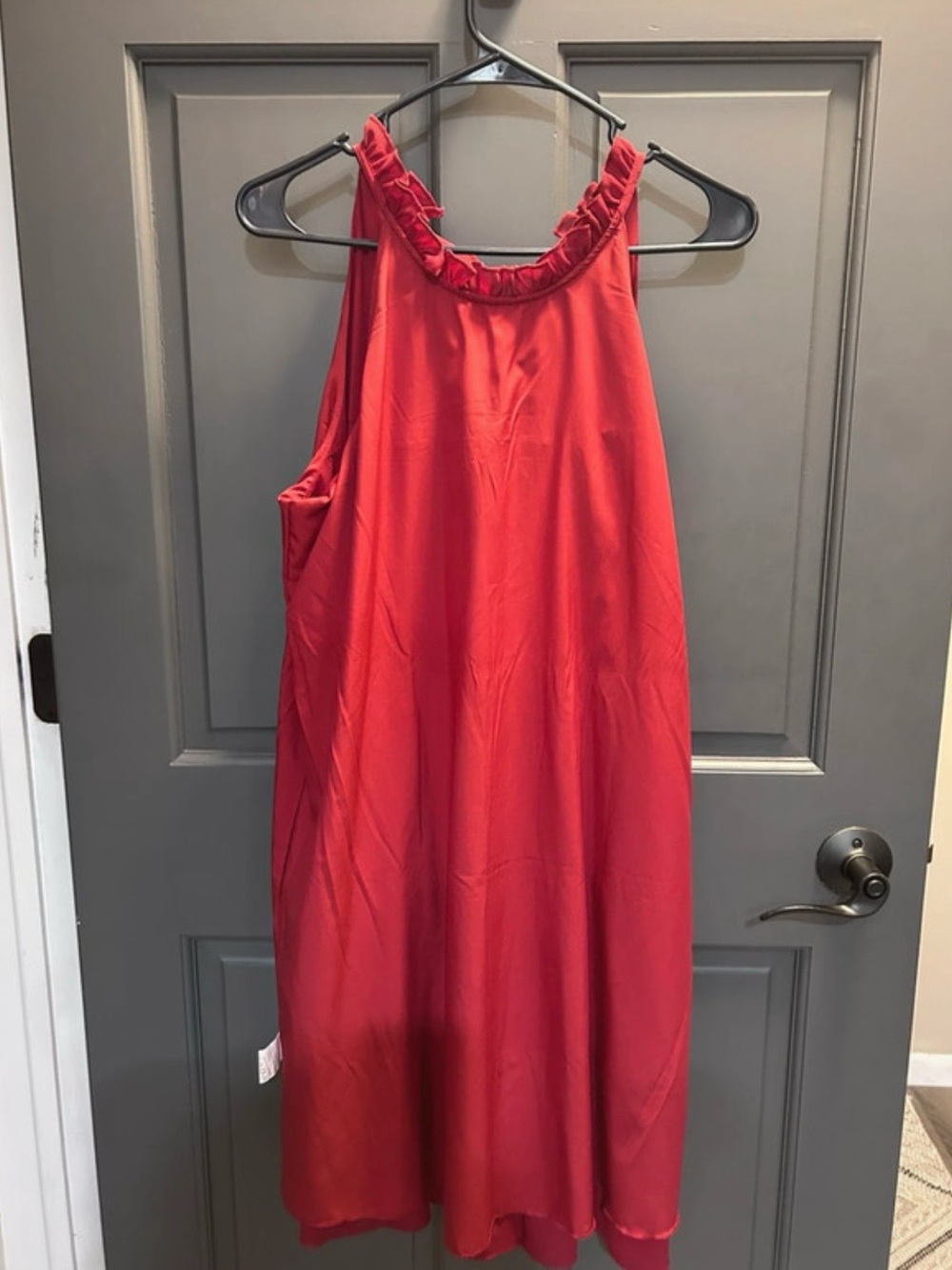 Ruffled Halter Chemise Nightdress in Red